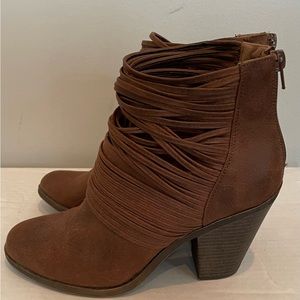 Fergalicious  Brown ankle booties with zipper. Size 8.5